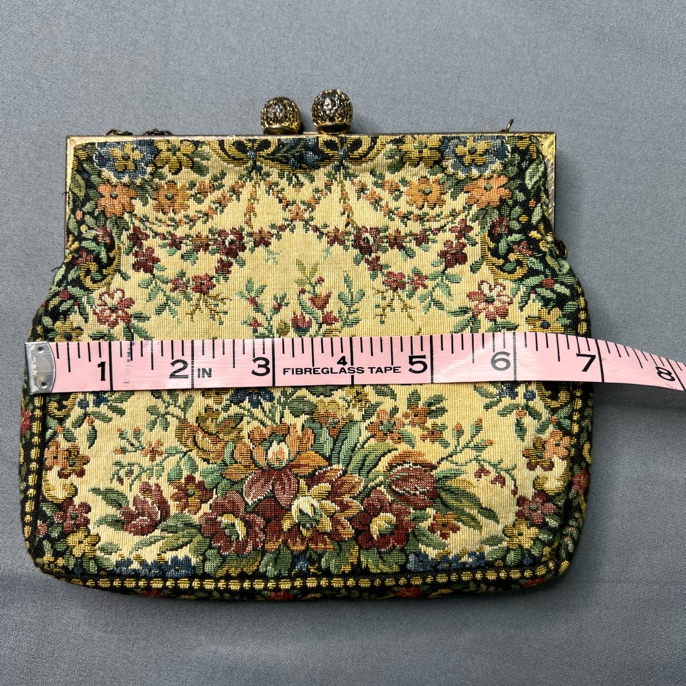 Vintage David's Fifth Avenue Tapestry Purse – Made in France Kiss Lock Clutch - Picture 12 of 12